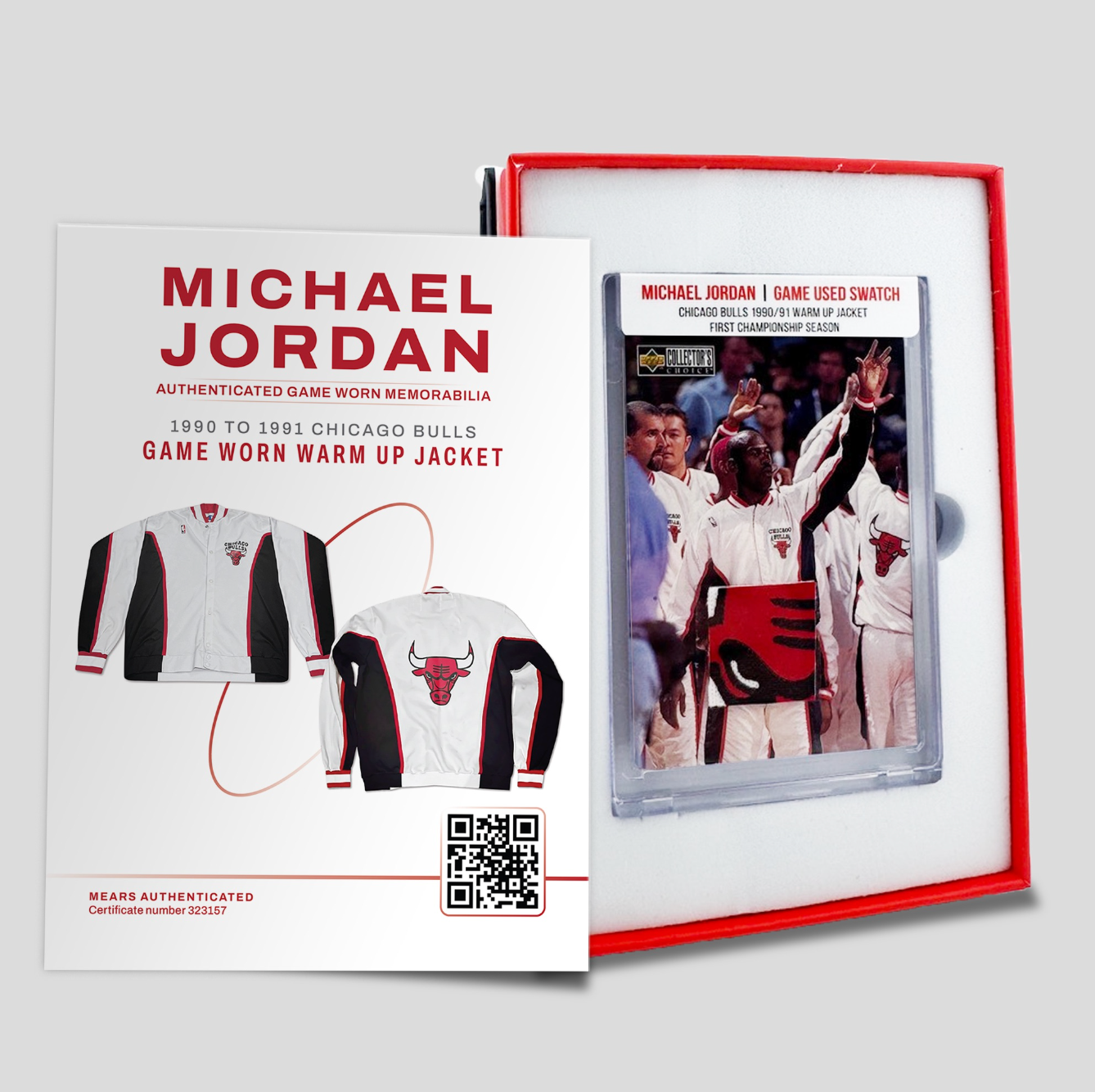Michael Jordan 1990-91 Chicago Bulls Championship Game Worn Jacket Swatch Mystery Box